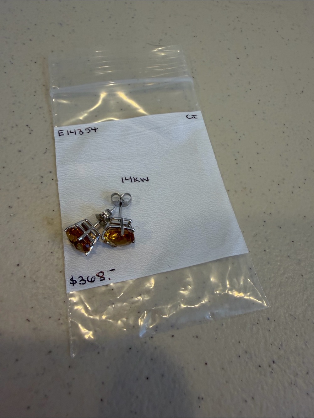 Brand New 14K White Gold Citrine Stud Earrings $368 - Picture 5 of 10